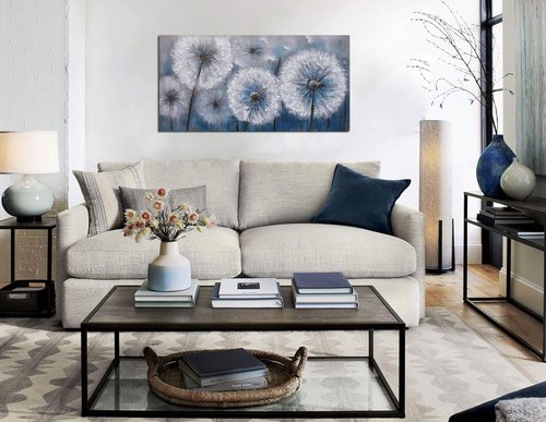 Large Dandelion Painting by [Brand Name] - Modern Canvas Wall Art for Living Room & Bedroom Decor