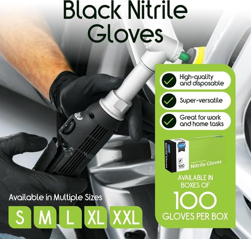 Inspire Black Nitrile Disposable Gloves - 4.5 Mil Safety Gloves for Medical & Cleaning Use