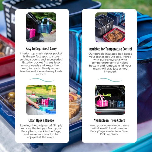 Fancy Panz - Insulated Casserole Carrier Bag in Pink - Keeps Food Hot or Cold | 2 Pockets, Perfect for Hosting