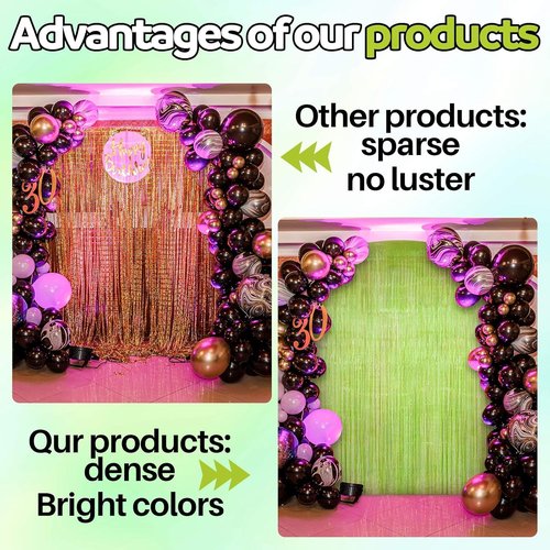 Fanfanwin Neon Green Streamers - 2 Pcs Foil Fringe Backdrop Curtains for Parties | 3.28 x 8.2 ft