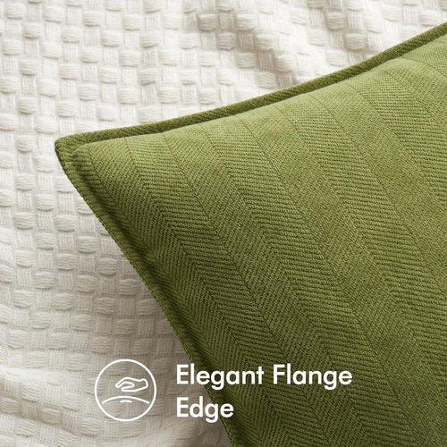 MIULEE Corduroy Decorative Throw Pillow Covers - Olive Green | Set of 2 for Cozy Home Decor