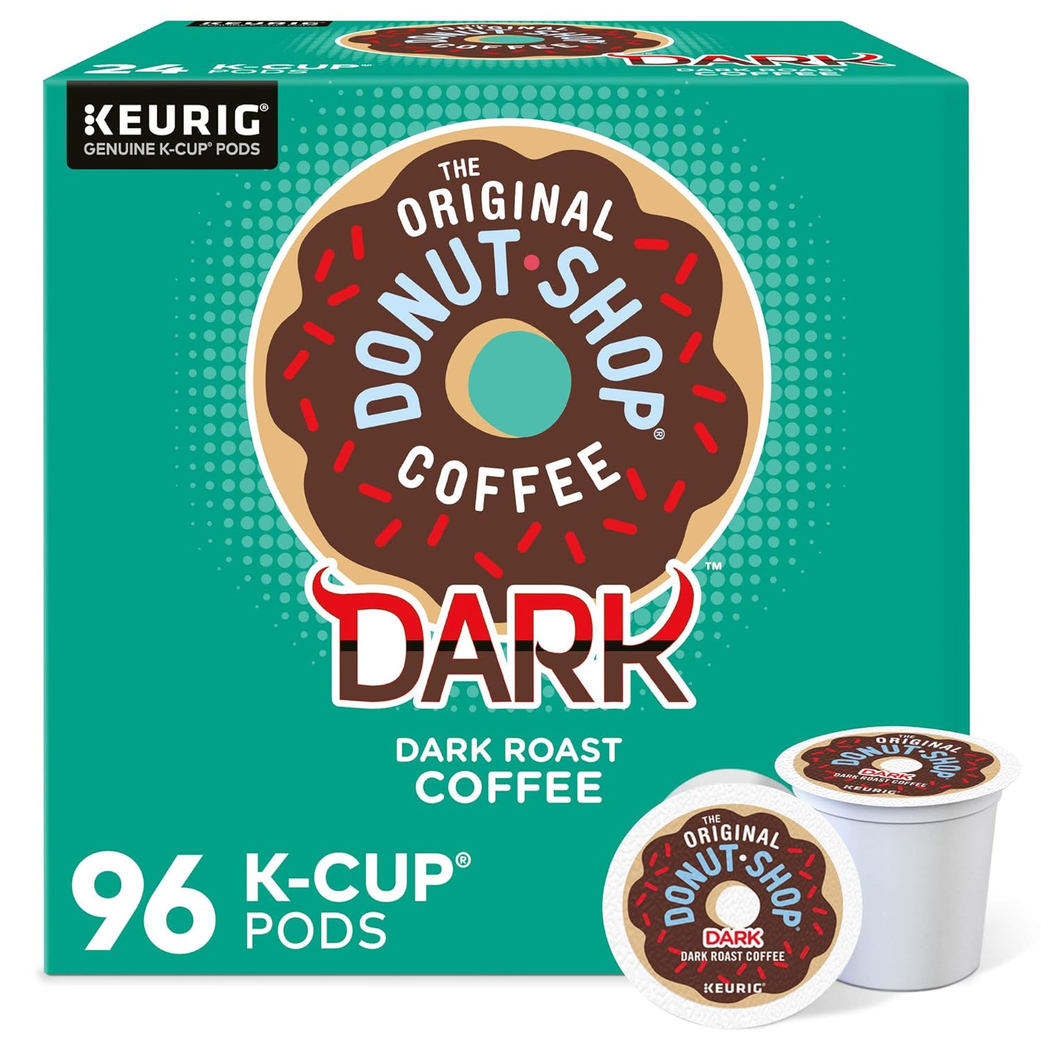 Original Donut Shop Dark Coffee - Dark Roast Keurig K-Cup Pods | 96 Count for Bold Flavor