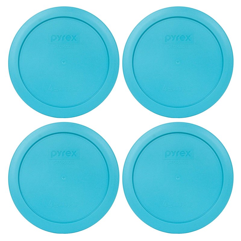 Pyrex 7201-PC 4 Cup Surf Blue Food Storage Replacement Lid (4-Pack) - Made in USA