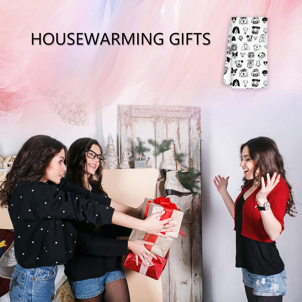 Jvpke Black and White Dog Dish Hand Towels for Kitchen Bathroom 16x24 - Dog Lover Gifts for Women Mom, Dogs Decor for Bathroom Home