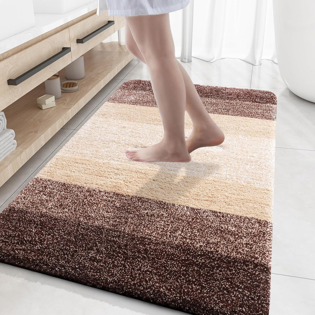 OLANLY Bathroom Rug Mat - Extra Soft Microfiber, Quick Dry & Machine Washable | 59x35, Brown