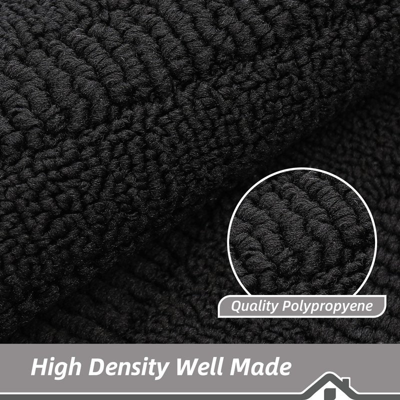 BEQHAUSE 24x36 Inch Kitchen Rug Mat Durable Kitchen Rugs Non-Slip Washable Absorbent Kitchen Mats for Floor Dirt-Resistant Semicircular Kitchen Mat (Black)