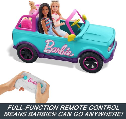 Hot Wheels Barbie RC SUV - Customizable with Stickers, Holds 2 Barbie Dolls & Accessories