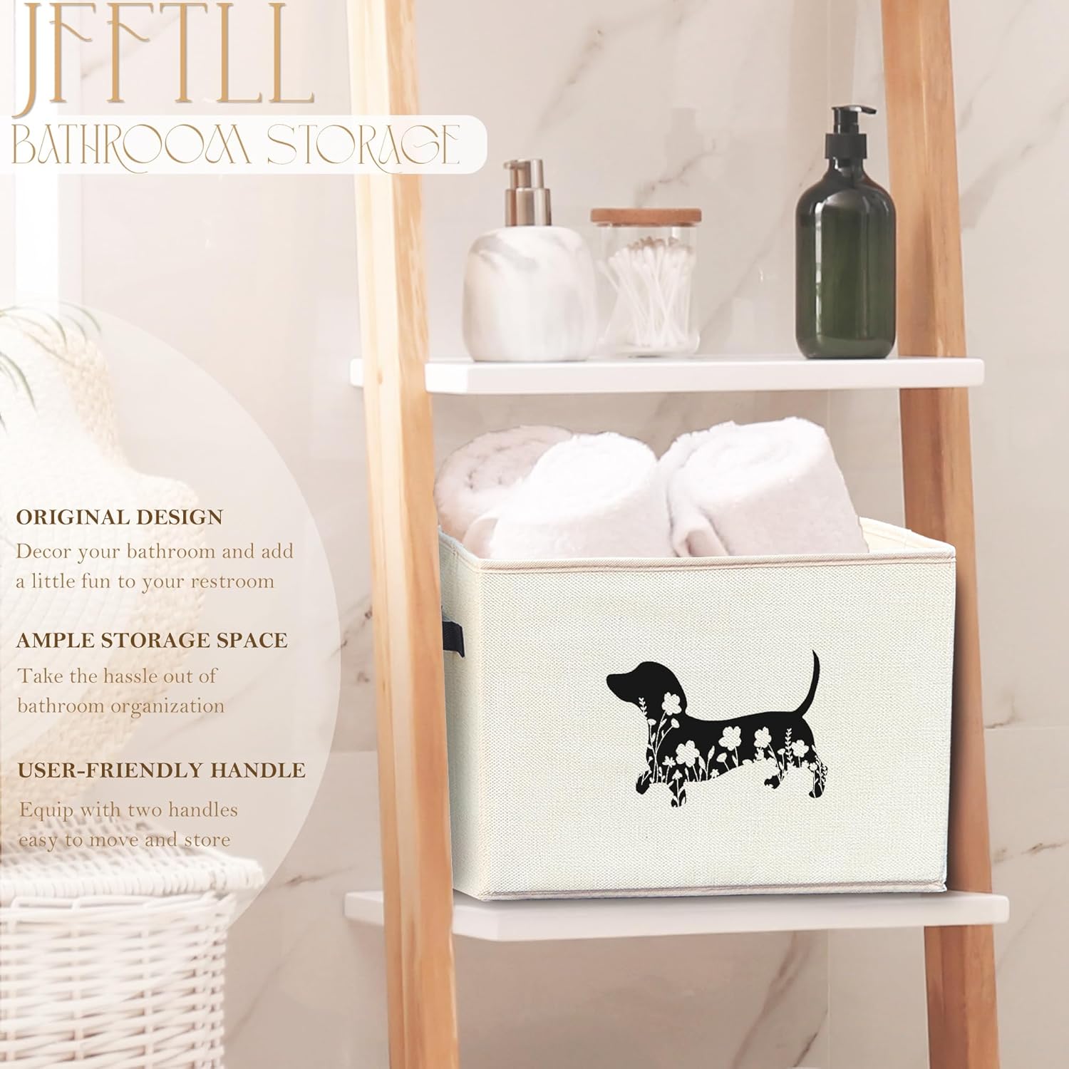 Skiennix Dachshund Dog Toy Basket - Collapsible Floral Storage Bin for Pet Supplies | Home Decor Gift
