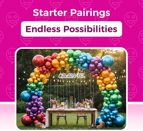 Bezente Metallic Chrome Latex Balloons - 150 Pack of 5 Inch Colorful Helium Party Balloons for Weddings & Birthdays