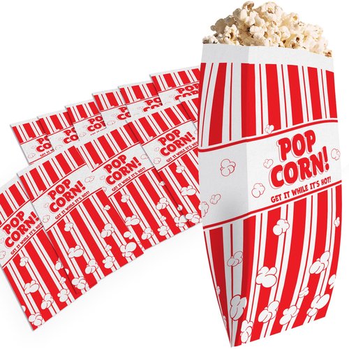 Leak-proof, Grease Resistant Popcorn Bags 1000 Pack. Tear Resistant, Single Serving 2oz Paper Sleeves in Nostalgic Red/White Design. Great Movie Theme Party Supplies, Retro Carnivals & Fundraisers