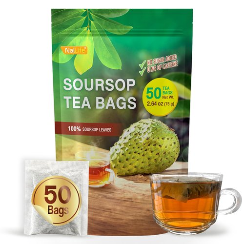 NalLife Soursop Tea Bags 50 Count Tea from 100% Soursop Leaves Caffeine Free No Sugar Added