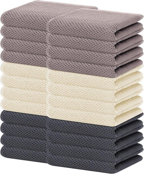 Homaxy 100% Cotton Waffle Weave Dish Towels - Ultra Soft & Absorbent | 13 x 28 Inches, 24-Pack, Mixed Colors