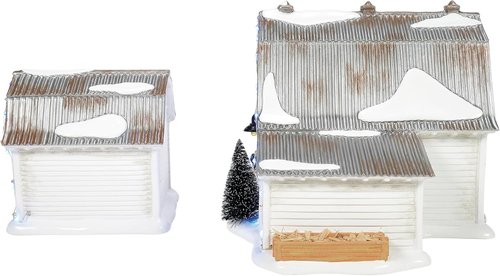 Department 56 Elvis Presley Graceland Stables Lit Building Set - 7.2" & 5" White Decor