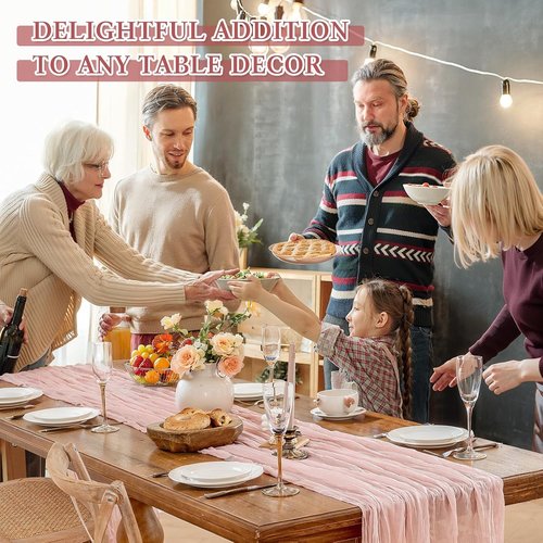 Cheesecloth Table Runner - 10 Ft Boho Rustic Sheer Decor in Dusty Pink | Perfect for Centerpieces