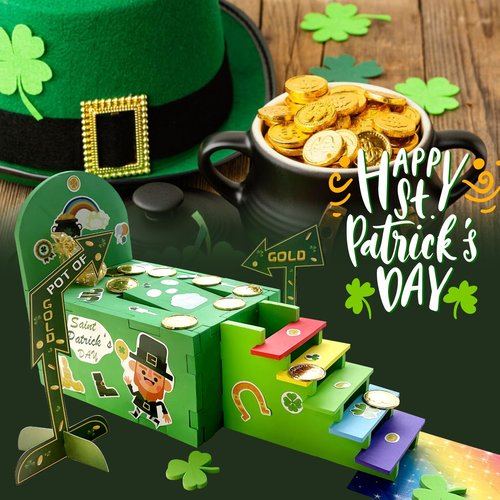 TEINSONET St Patrick's Day Leprechaun Trap Kit - St. Patricks Day Decorations Leprechaun Trap Crafts Kit for Kids St Patricks Day Party Supplies (EVA AUTO Trap)