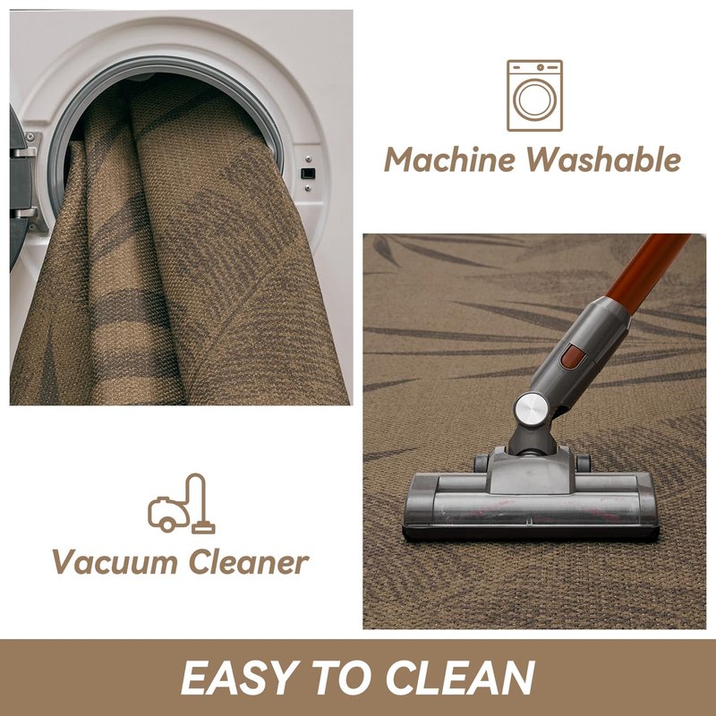 Jute 5x7 Area Rug Machine Washable Modern Woven Farmhouse Patio Rug Indoor Outdoor Throw Non-Slip Carpet for Entryway Dining Room Living Room Bedroom