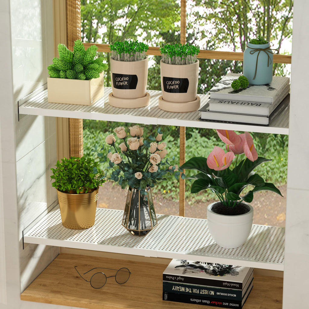 WEJIPP Closet Shelf Divider Expandable Cabinet Storage Shelving Rack Heavy Duty Metal DIY Tension Shelf Separator for Cabinet Wardrobe Cupboard Pantry Kitchen Bedroom,White,2packs