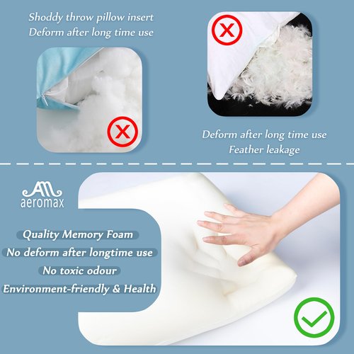 AM AEROMAX 22 ×22 Pillow Insert (Pack of 2) Memory Foam Throw Pillow Insert Sham Square for Decorative Cushion Bed Couch Sofa Without Deform After Longtime Use(Grey)