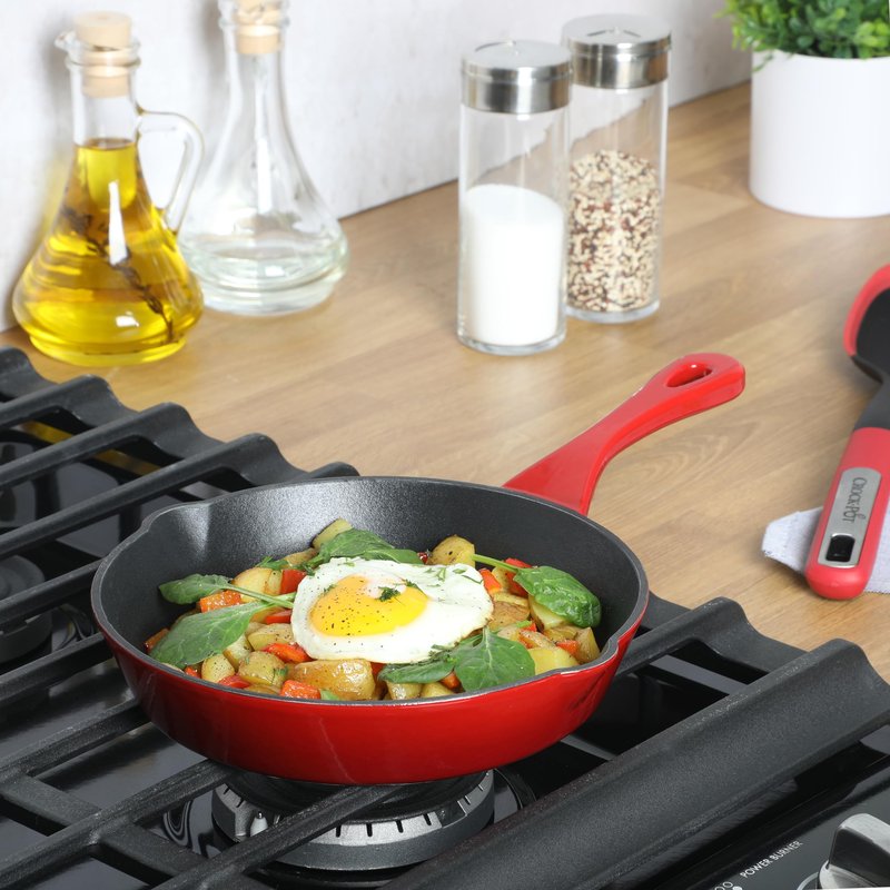 Crock-Pot 8 Inch European Enameled Cast Iron Skillet - Gradient Red