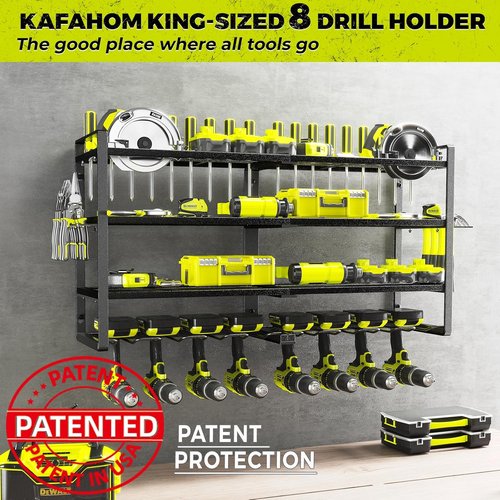 KAFAHOM Power Tool Organizer - Heavy Duty 4-Layer Wall Mount Storage Rack for Drills & Tools