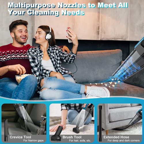 Blestan Cordless Car Vacuum - Lightweight Handheld Cleaner with LED Light | Ideal for Home, Office & Pet Hair