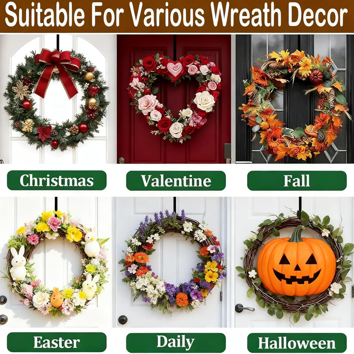 Regine Switzerland Wreath Hanger - Adjustable 15" to 25" for Christmas & Fall Decorations | Black