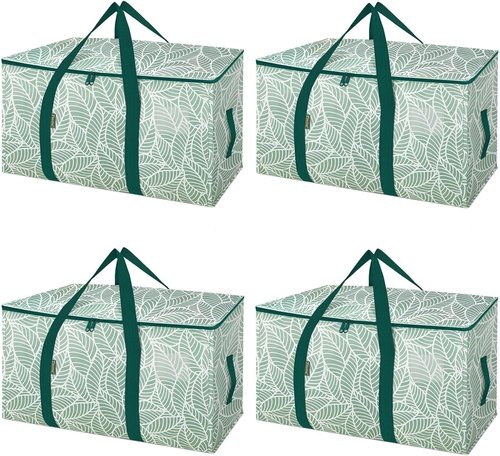 BALEINE Heavy-Duty Oversized Moving Bags - 4-Pack with Reinforced Handles for Clothes & Storage (Antique Foliage)