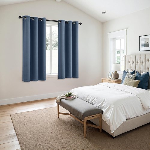 MIULEE Stone Blue Blackout Curtains - Thermal Insulated Room Darkening Drapes | 63 Inches Long, 2 Panels