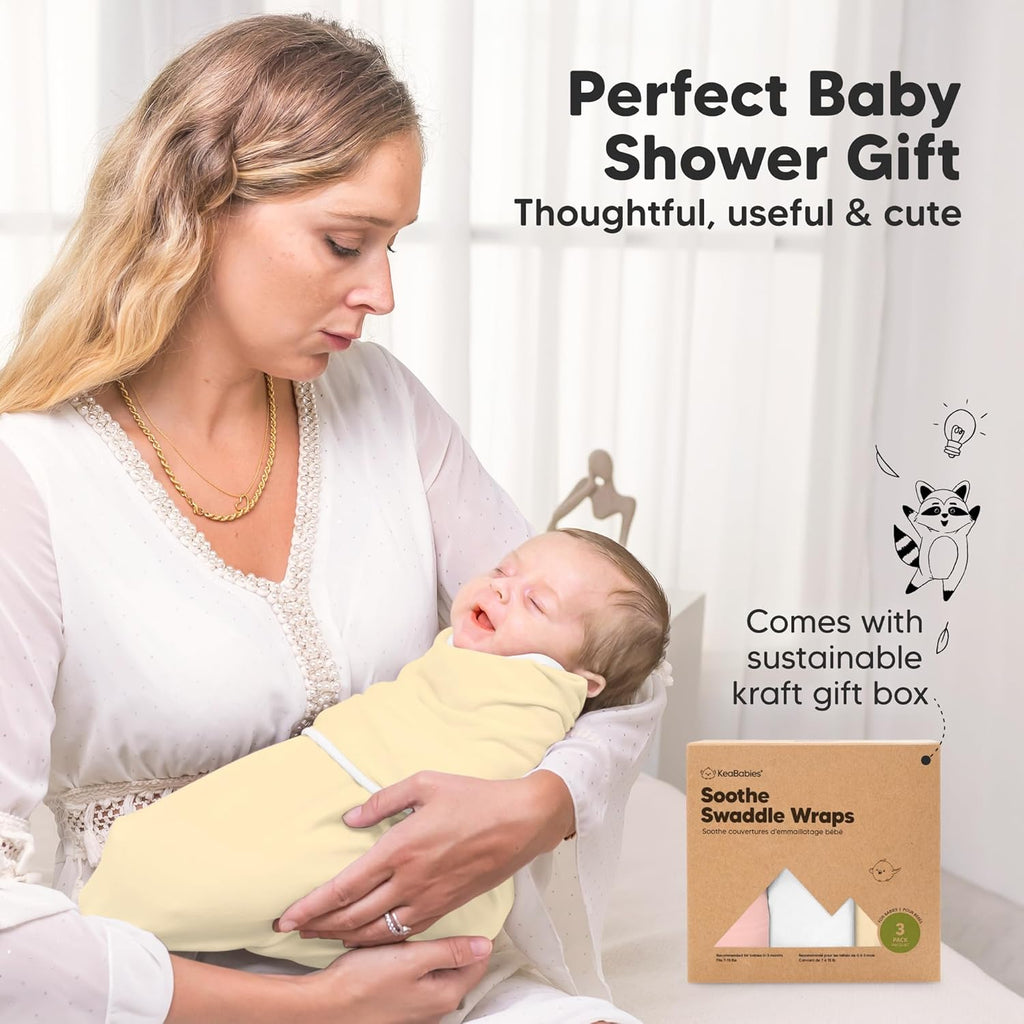 Skiennix Organic Baby Swaddle Sleep Sacks - Soft & Snug for Newborns 0-3 Months | 3-Pack in Daffodil