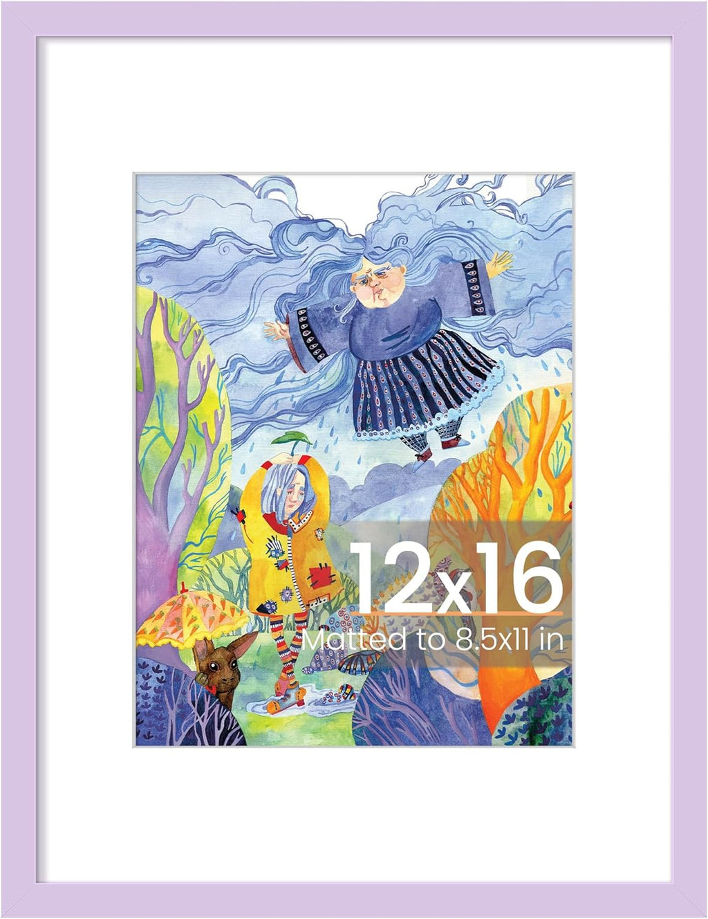 Upsimples 12x16 Picture Frame - Versatile Display for 8.5x11 Photos with Mat or 12x16 Without - Purple