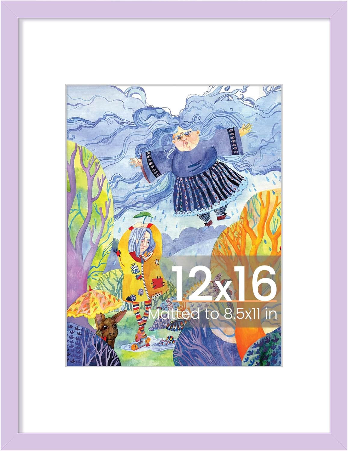 Upsimples 12x16 Picture Frame - Versatile Display for 8.5x11 Photos with Mat or 12x16 Without - Purple
