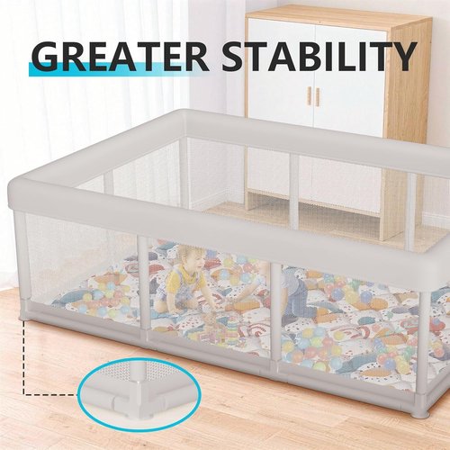 Baby Playpen - 74"x50" Large Indoor & Outdoor Play Yard for Toddlers | Zipper Gates & Breathable Mesh