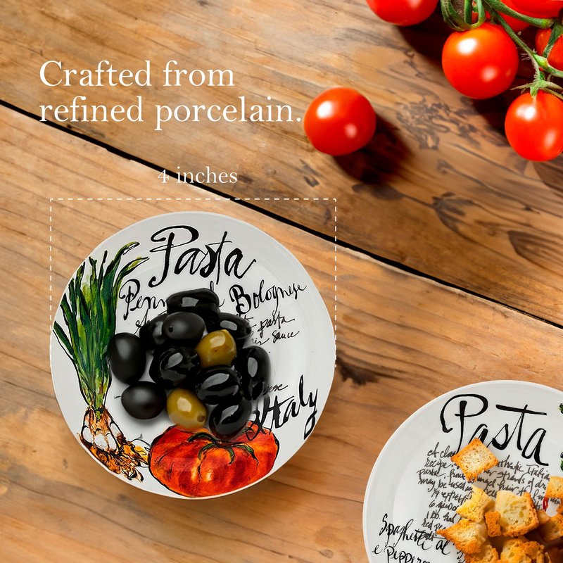 Rosanna Pasta Italiana Small Dipping Bowls – Porcelain Sauce Dishes, Perfect Side Dish Bowls for Bread, Olive Oil, Condiments & Dips