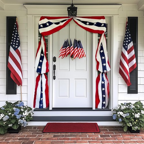 MCJC Patriotic Door Decorations - American Flag Bunting & Star Garland for 4th of July Festivities