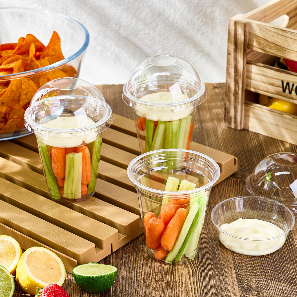 Lilymicky 50 Sets 12 oz Clear Plastic Parfait Cups with Insert & Dome lids, Disposable Yogurt Fruit Cups for Kids, for Dips and Veggies, Dessert and Party Snacks