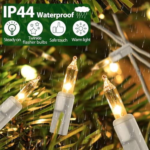 Clear Christmas Lights - 66FT Warm White Mini Lights with 200 Bulbs | Indoor & Outdoor Holiday Decor