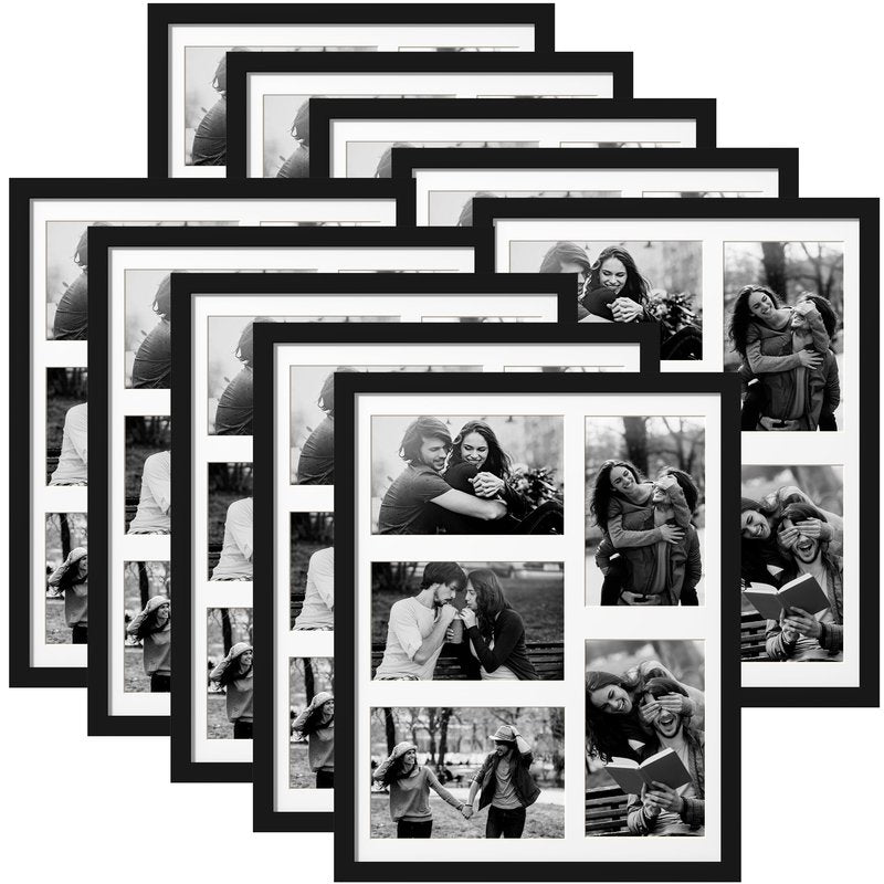 eletecpro 10 Pack 11x14 Picture Frame Collage Display 5 4x6 Photos with Mat or 11x14 Photo without Mat, Lightweight Gallery Frame Set for Wall Decor