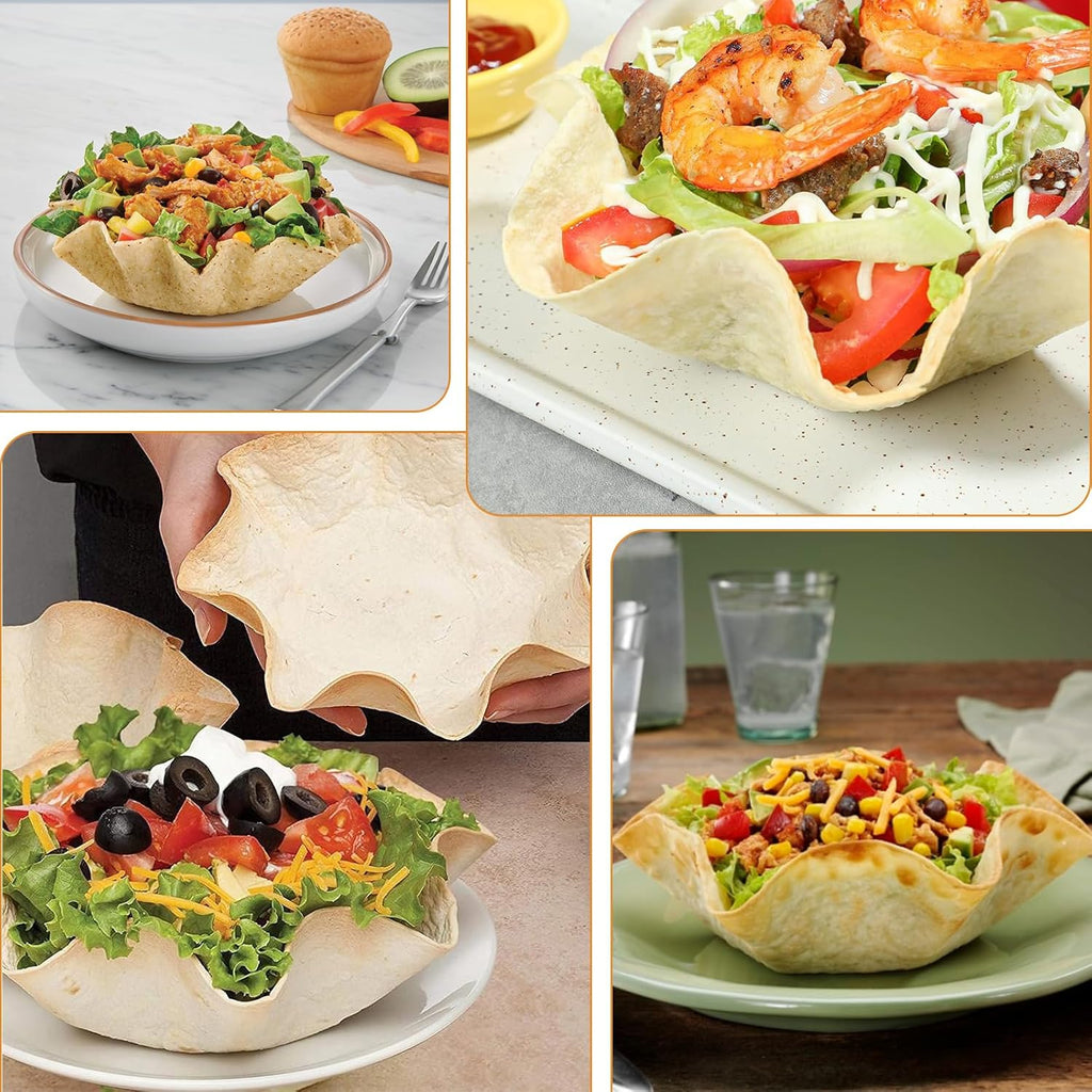 MVVM Taco Salad Bowl Maker - 6 Pcs Carbon Steel Tortilla Shell Pans for Delicious Frying & Baking