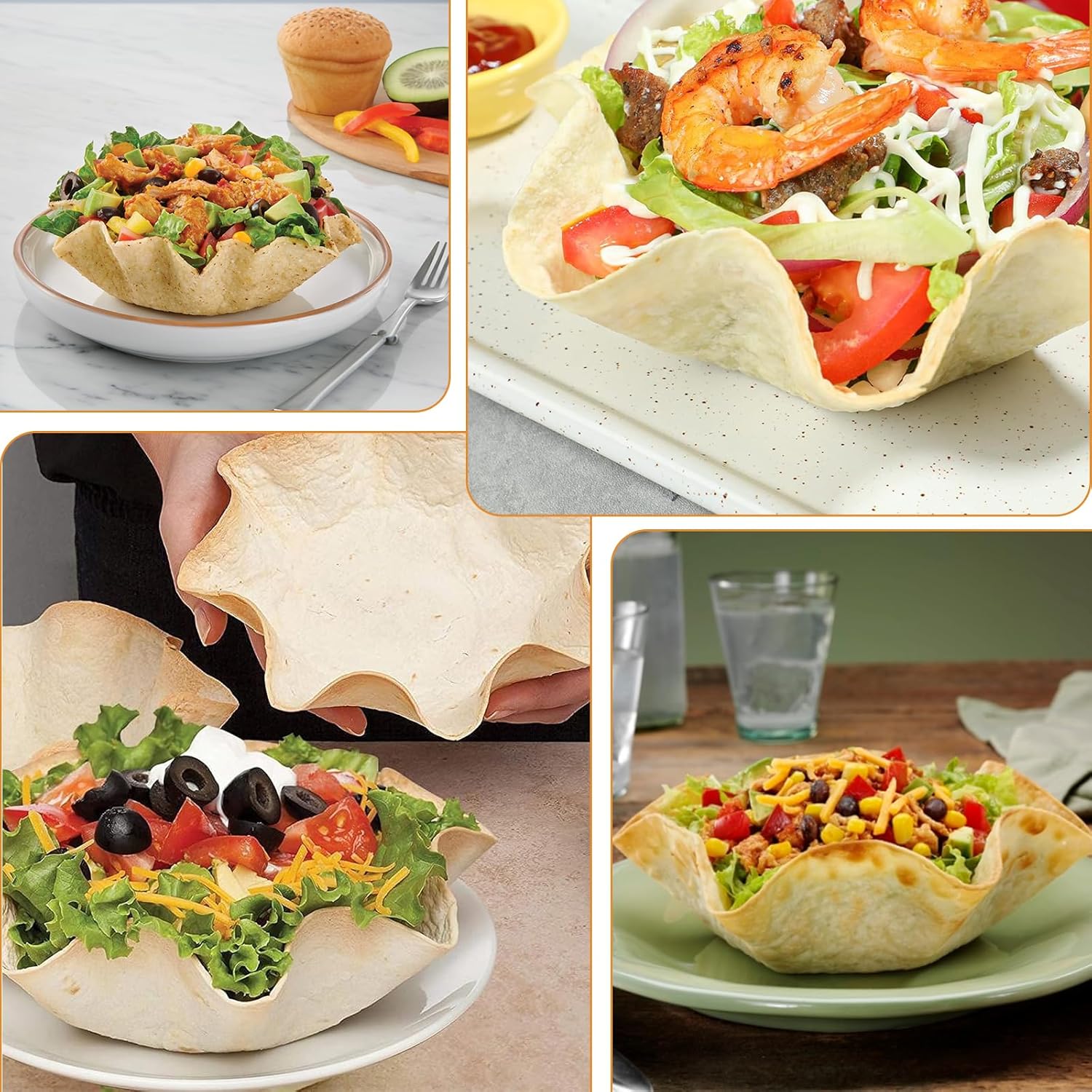 MVVM Taco Salad Bowl Maker - 6 Pcs Carbon Steel Tortilla Shell Pans for Delicious Frying & Baking