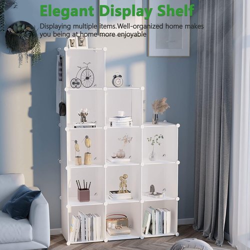 C&AHOME Cube Storage Organizer - 12-Cube Shelves for Bedroom, Living Room & Office | 36.6" L x 12.4" W x 48.4" H