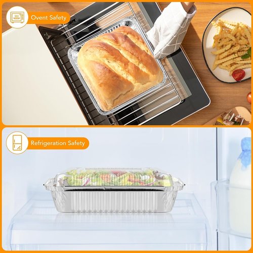 Aluminum Pans 40 Pack | 8x8 Inch Square Baking Pans with Clear Plastic Lids - Perfect for Cooking and Storing