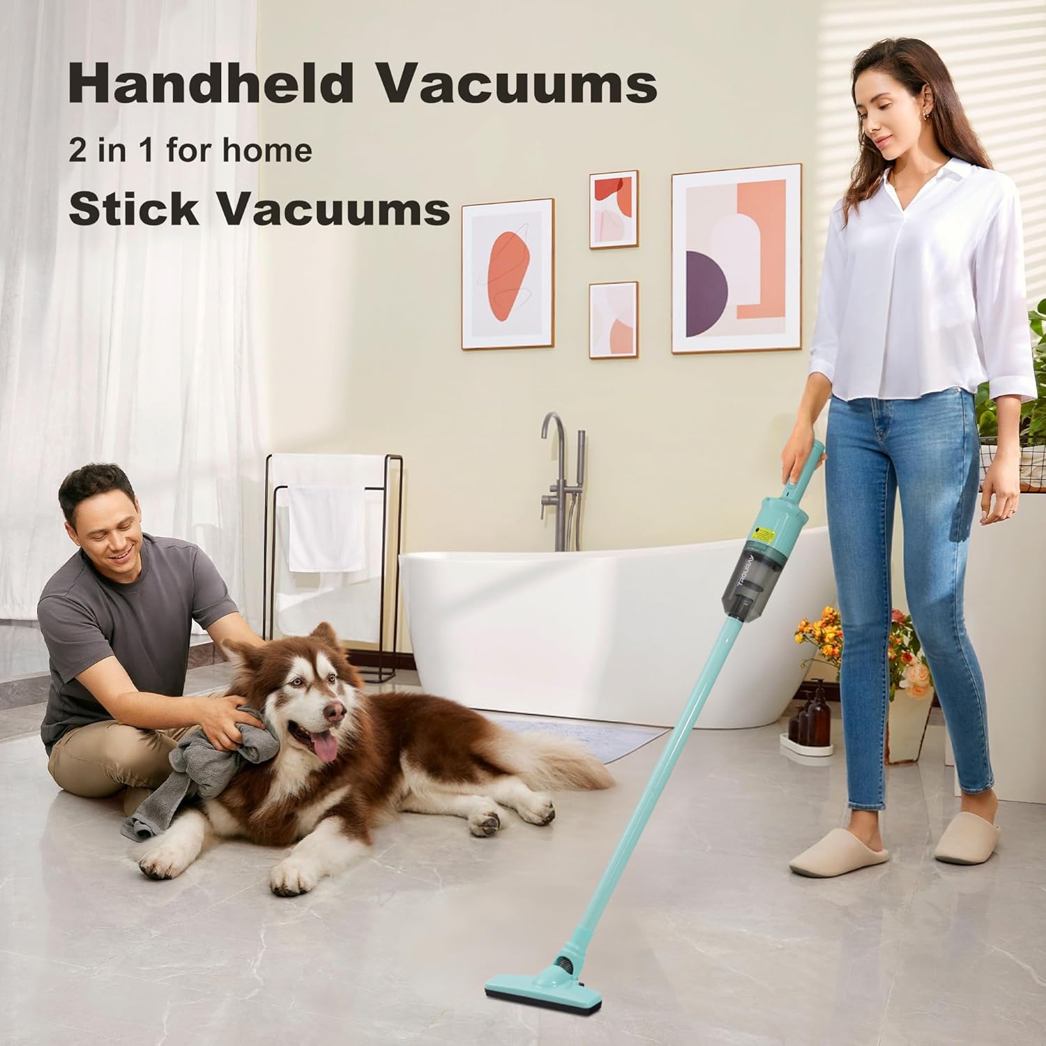 Skiennix 6-in-1 Rechargeable Stick Vacuum Cleaner - Handheld & Versatile for Home, Upholstery & Cars (Green)