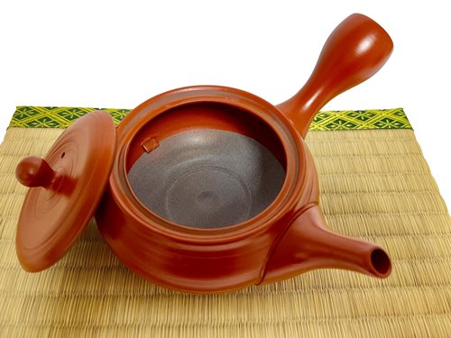 Japanese Kyusu tokoname Clay Teapot 10.8 fl.oz. Takeharu Red Clay Streak pattern from Japan