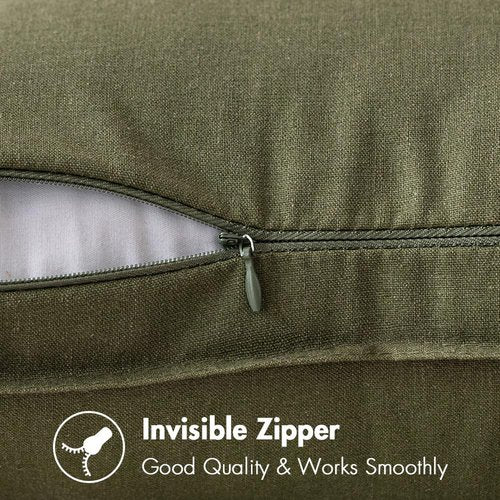 MIULEE Pack of 2 Decorative Linen Pillow Covers Boho Farmhouse Modern Soft Spring Accent Throw Pillows Neutral Cushion Covers for Sofa Couch Bed Living Room Home Decor, 18x18 Inch Olive Green