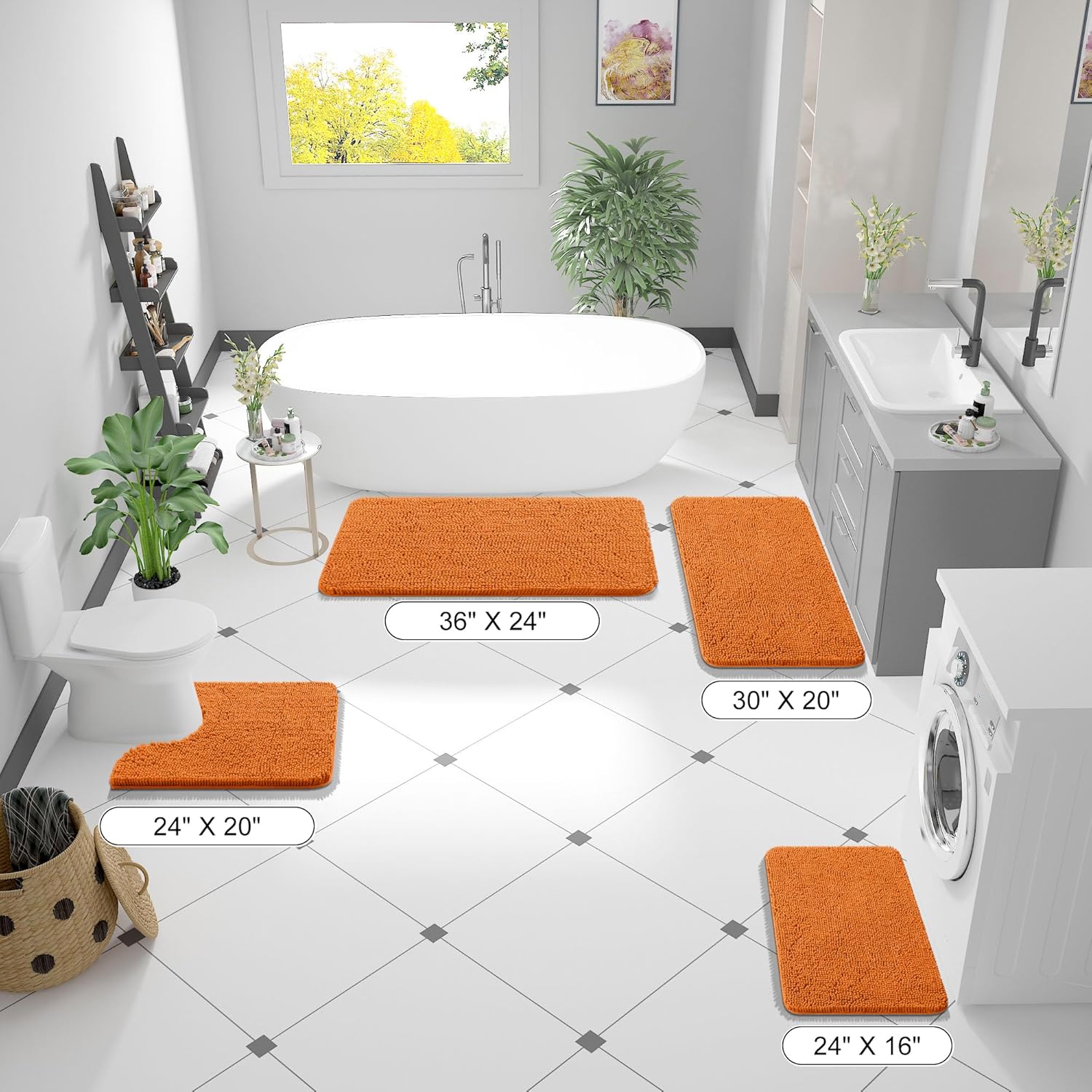 OLANLY Bath Rugs - Extra Soft Chenille, Quick-Dry & Machine Washable | 24x16 Inches, Clay Color
