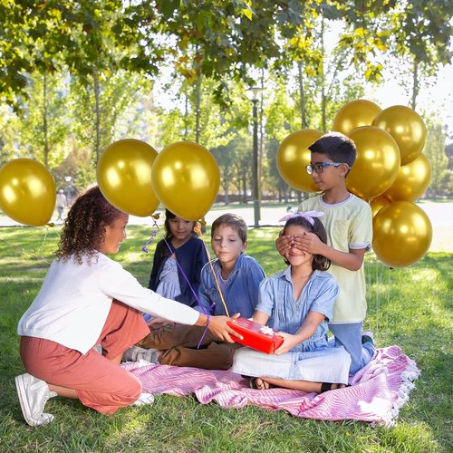 Gold Metallic Balloons - 12 Inch Latex Helium Balloons for Birthday, Wedding & Party Decor | 100pcs