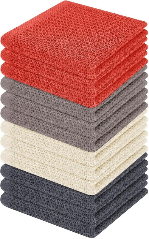 Homaxy 100% Cotton Dish Cloths | Ultra Soft, Absorbent & Quick Drying | 12-Pack, 12 x 12 Inches, Multicolor