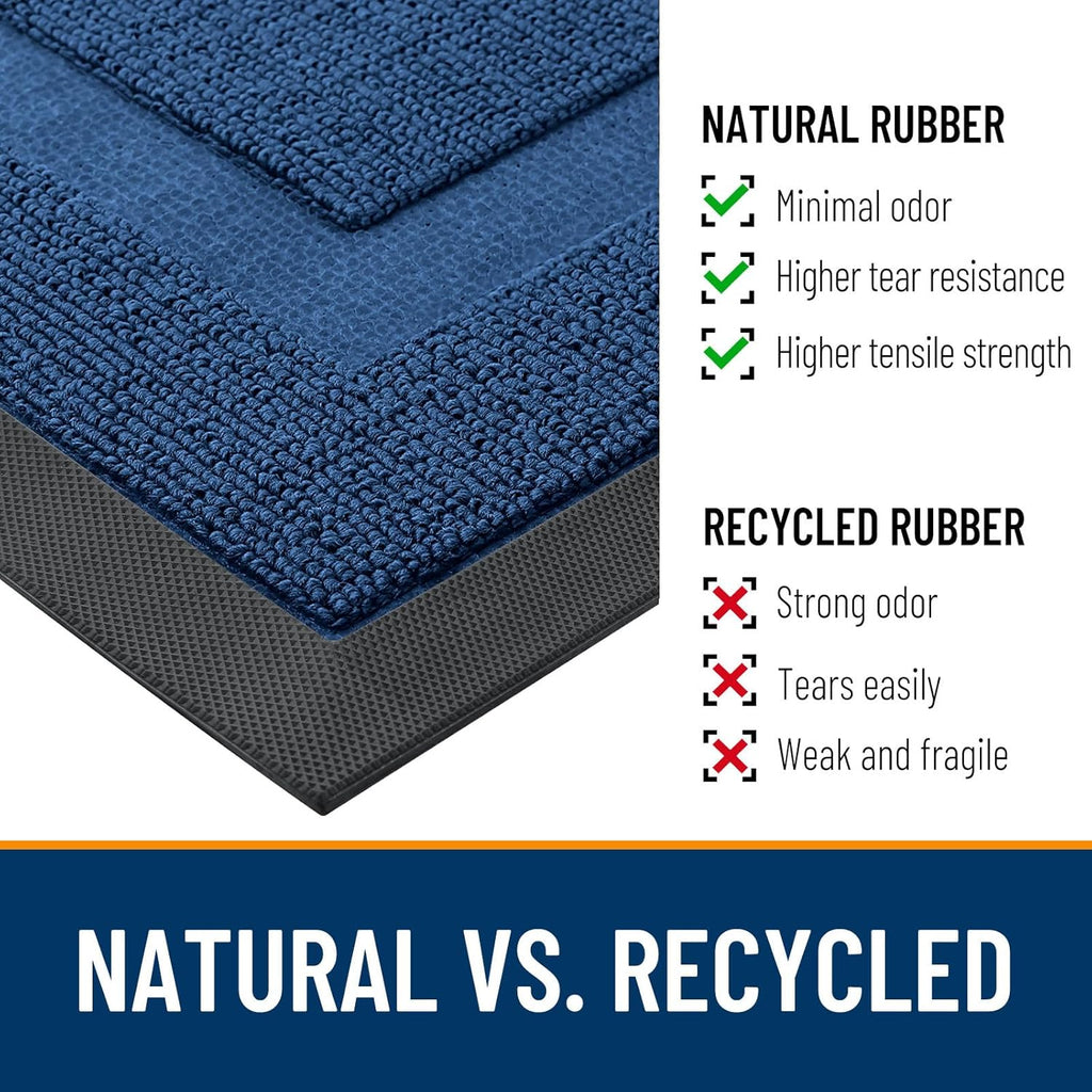 OLANLY Waterproof Front Door Mat - All-Season Indoor/Outdoor Doormat, Easy Clean, 59x23, Navy Blue