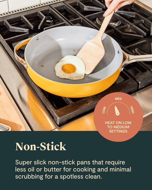 Caraway Non-Stick Ceramic Cookware Set - 12-Piece Oven Safe Pots & Pans - PFAS & PFOA Free - Black