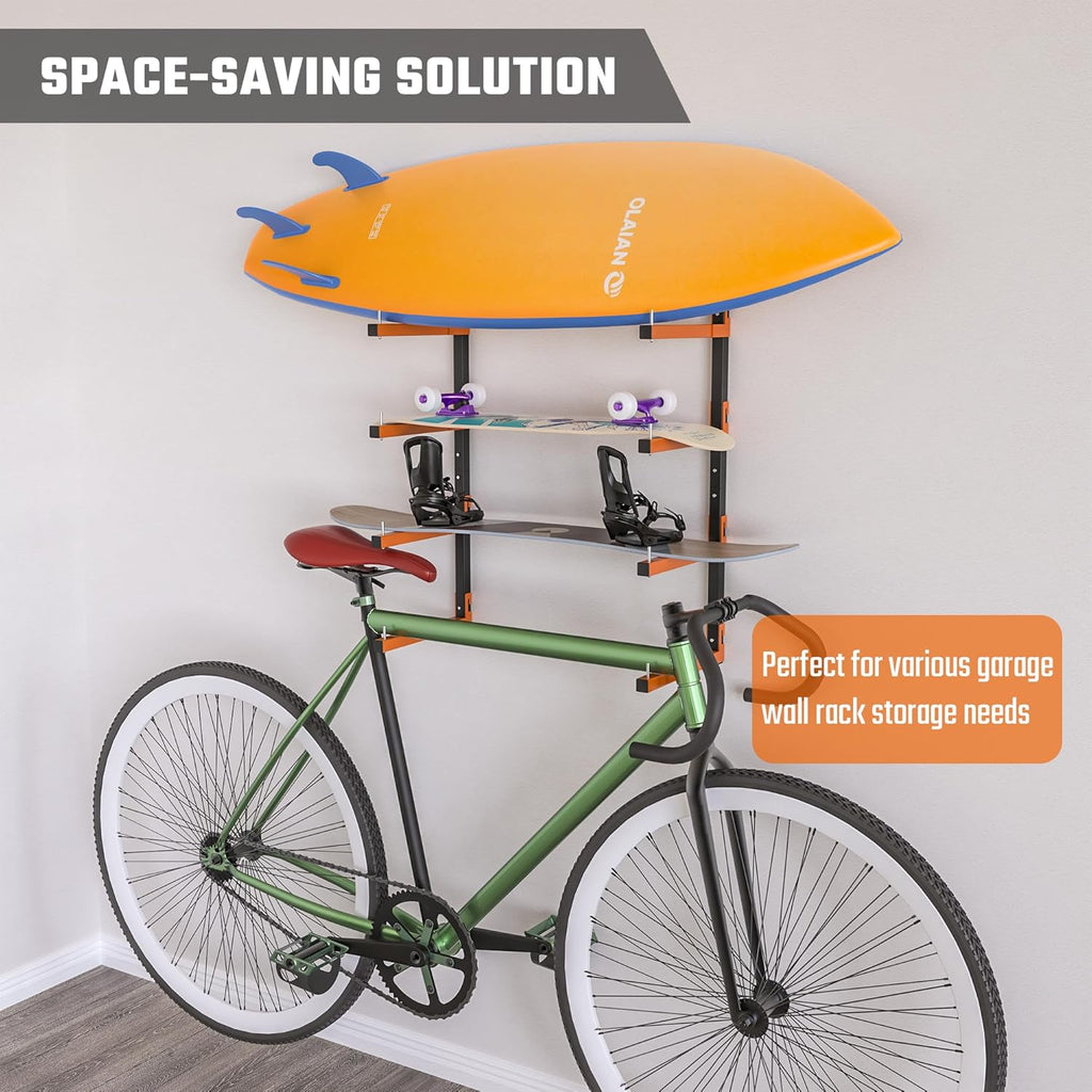 Snap-Fit Lumber Storage Rack | Heavy-Duty Metal Wall Mount - 8 Levels, 32 Inch Capacity